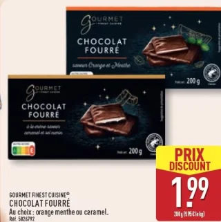 Chocolat fourré orange menthe ou caramel GOURMET FINEST CUISINE