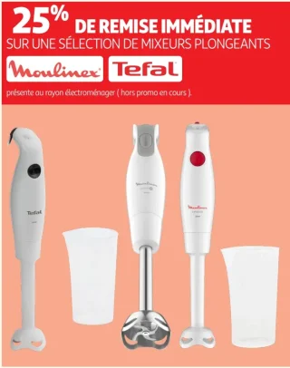 Sélection de mixeurs plongeants Moulinex et Tefal