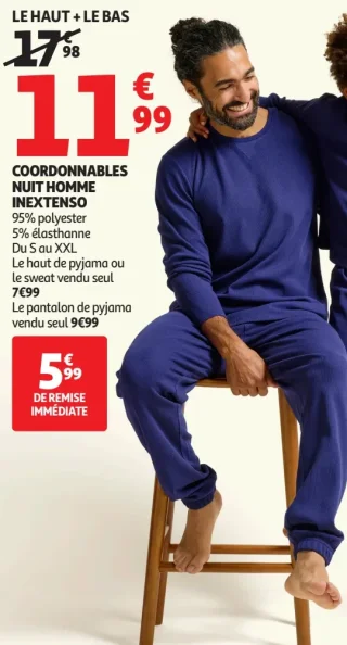Coordonnables nuit homme Inextenso (Le haut + le bas)