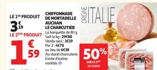 Chiffonnade de mortadelle Auchan Le Charcutier