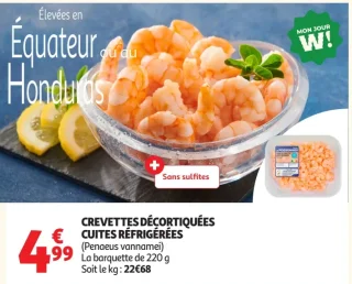 Crevettes décortiquées cuites réfrigérées Élevées en Équateur ou au Honduras
