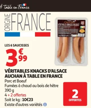 Véritables knacks d'Alsace Auchan À Table en France