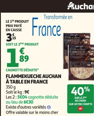 Flammekueche Auchan À Table en France