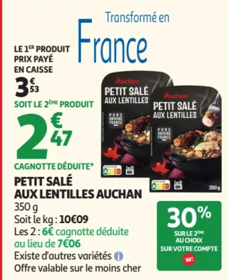 Petit salé aux lentilles Auchan