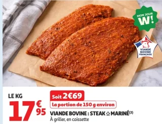Viande bovine : Steak mariné