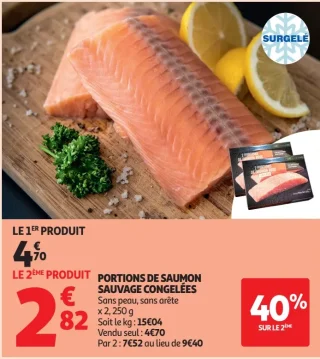 Portions de saumon sauvage congelées