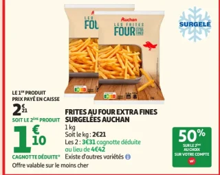 Frites au four extra fines surgelées Auchan
