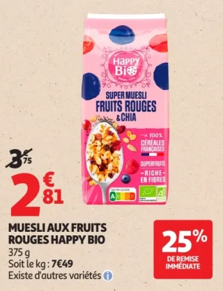 Muesli aux fruits rouges Happy Bio