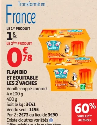 Flan bio et équitable Les 2 Vaches