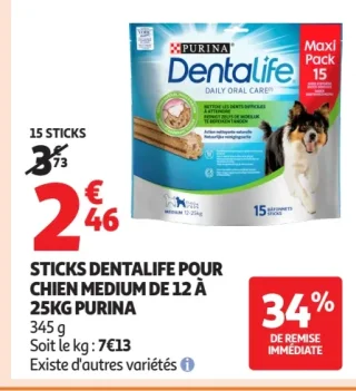 STICKS DENTALIFE POUR CHIEN MEDIUM DE 12 À 25KG PURINA