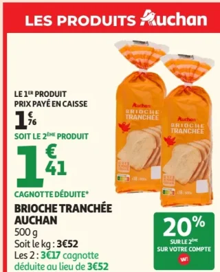 BRIOCHE TRANCHÉE AUCHAN 500 g