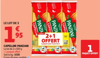 CAPELLINI PANZANI Le lot de 2 x 500 g + 1 paquet offert