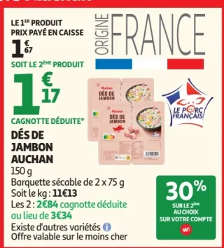 Dés de jambon Auchan