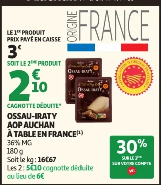 Ossau-Iraty AOP Auchan À Table en France