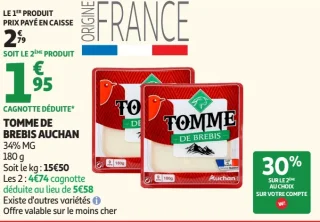 Tomme de brebis Auchan