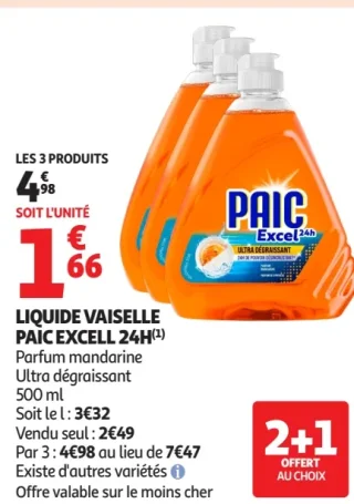 LIQUIDE VAISSELLE PAÏC EXCELL 24H