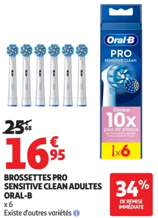 BROSSETTES PRO SENSITIVE CLEAN ADULTES ORAL-B x 6