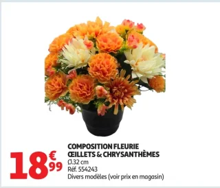 Composition fleurie œillets & chrysanthèmes