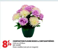 Composition fleurie roses & chrysanthèmes