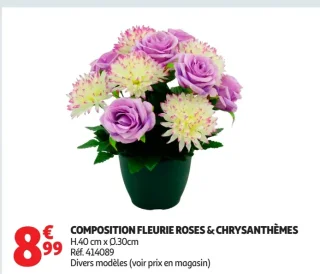 Composition fleurie roses & chrysanthèmes