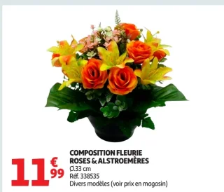 Composition fleurie roses & alstroemères