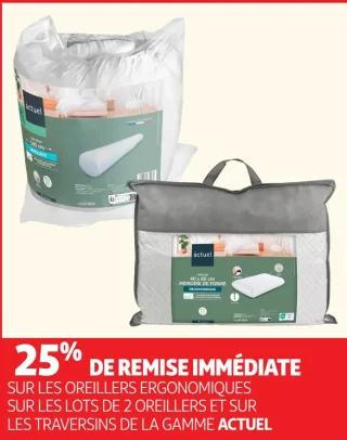 Oreillers ergonomiques, lots de 2 oreillers et traversins Actuel