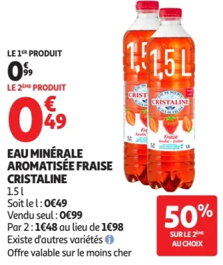 Eau minérale aromatisée fraise Cristaline