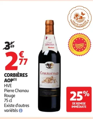 Vin rouge Corbières AOP HVE Pierre Chanau