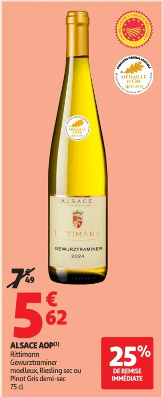 Vin blanc Alsace AOP Rittimann