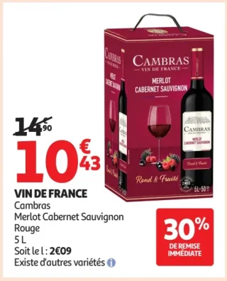 Vin de France Cambras Merlot Cabernet Sauvignon Rouge