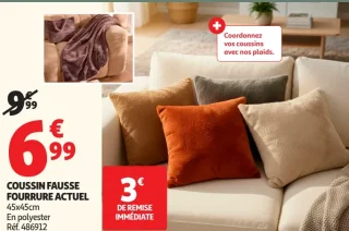 Coussin fausse fourrure Actuel