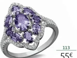 Bague argent et oxydes de zirconium blancs et violets La Vie en Or 113