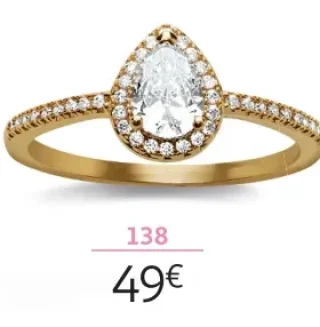 Bague plaqué or et oxydes de zirconium la VIE en OR