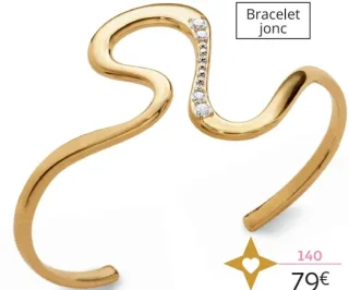 Bracelet jonc plaqué or et oxydes de zirconium la VIE en OR
