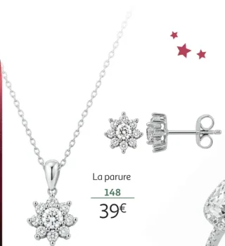 Coffret parure collier + boucles d'oreilles argent et oxydes de zirconium 148 La Vie en Or