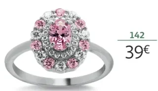 Bague argent et oxydes de zirconium blancs et roses 142 La Vie en Or