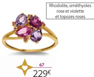 Bague en or 375 millièmes et pierres fines - La Vie en Or