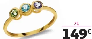 Bague en or 375 millièmes, améthyste, topaze bleue traitée et quartz vert - La Vie en Or