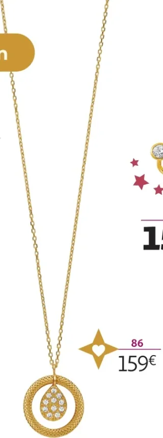 Collier or 375 millièmes et oxydes de zirconium La Vie en Or - 42 cm