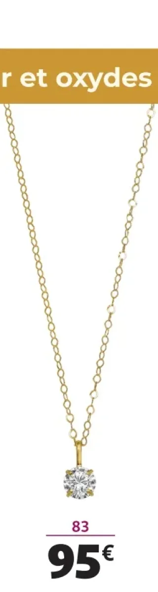 Collier or 375 millièmes et oxyde de zirconium La Vie en Or - 45 cm