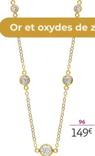 COLLIER or 375 millièmes et oxydes de zirconium La VIE en OR