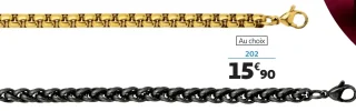 Bracelet acier doré ou acier noir, au choix - 21 cm