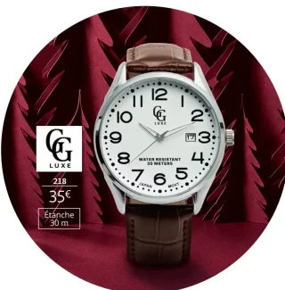 Montre homme GG LUXE bracelet cuir marron