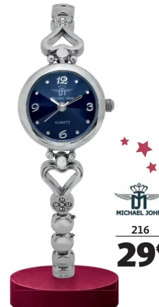 Montre femme MICHAEL JOHN argentée et strass