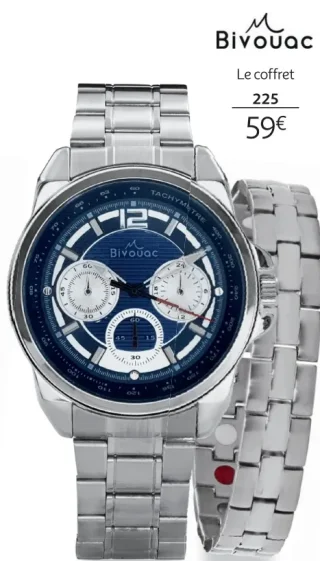 Coffret montre homme Bivouac + bracelet - Réf. 171404