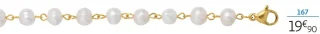 Bracelet acier doré et perles synthétiques blanches 19 cm La Vie en Or Réf. 171179