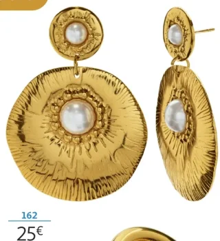 Boucles d'oreilles acier doré et perles synthétiques blanches La Vie en Or Réf. 171185