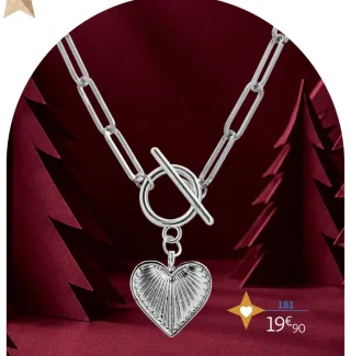 Collier acier pendentif cœur la VIE en OR