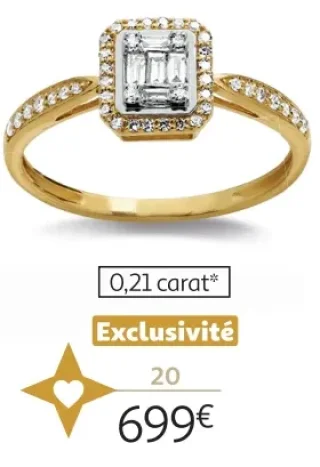 Bague or 750 millièmes rhodié et diamants 0,21 carat La Vie en Or