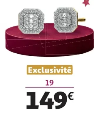 Boucles d'oreilles or 375 millièmes rhodié et diamants 0,01 carat La Vie en Or